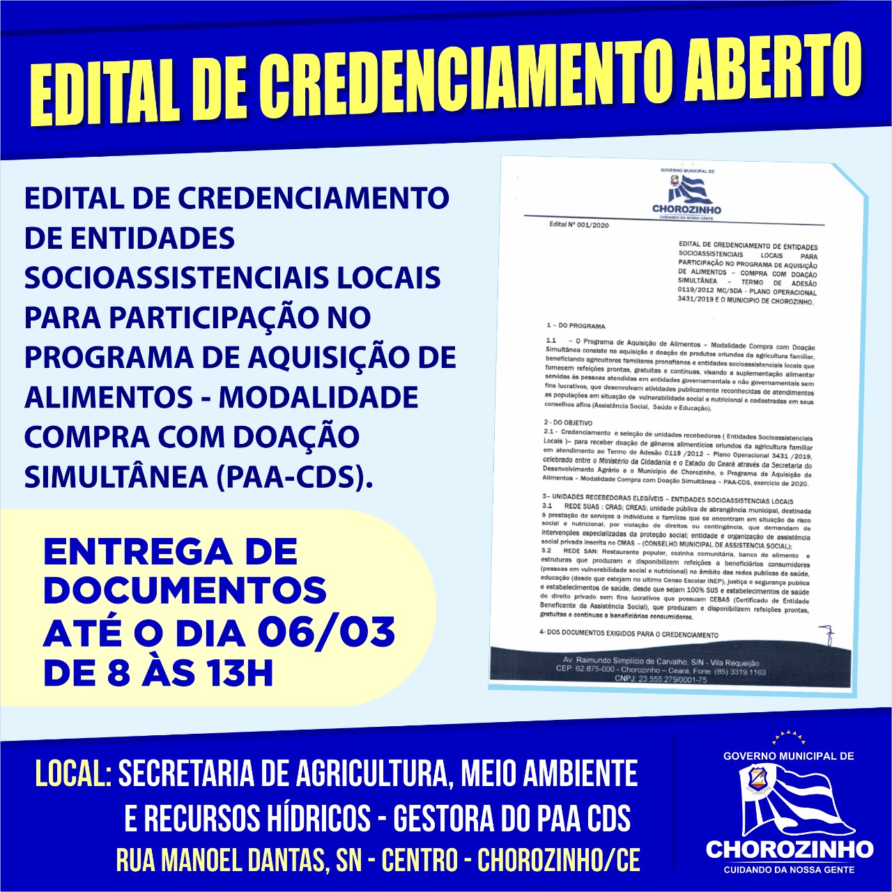 Edital de Credenciamento Aberto